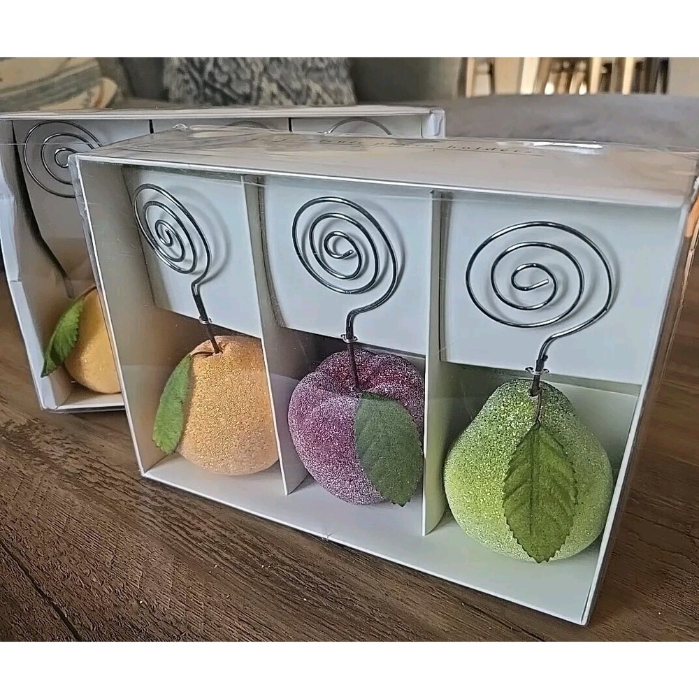 Pier1 Imports 2 Boxes (Set Of 6) Sugared Fruit Photo Holders Open Box/NIB
